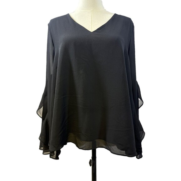 Women’s Black Formal Top Anthropologie She + Sky Blouse Size M - Picture 1 of 9